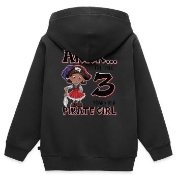 Pirate Boy 3 year old pirate 3rd birthday - Kids Premium Organic Zip-up Hoodie - black - Back - AI Model Kid Male (0cm)