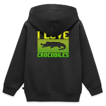 J’adore les crocodiles - Sweat Premium à capuche zippé enfant bio - noir - Dos - AI Model Kid Male (0cm)