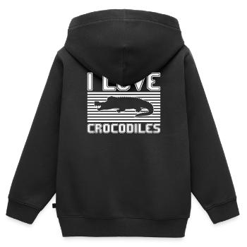J’adore les crocodiles - Sweat Premium à capuche zippé enfant bio - noir - Dos - AI Model Kid Male (0cm)