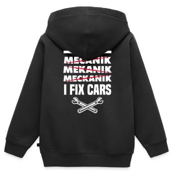 Automechaniker Spruch - Kinder Premium Organic Zip Hoodie - Schwarz - Hinten - AI Model Kid Male (0cm)