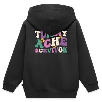 Bauchschmerzen Survivor Vintage - Kinder Premium Organic Zip Hoodie - Schwarz - Hinten - AI Model Kid Male (0cm)