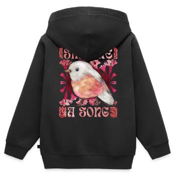Rotkehlchen, lustiger Spruch, Vogel, Gesang - Kinder Premium Organic Zip Hoodie - Schwarz - Hinten - AI Model Kid Male (0cm)
