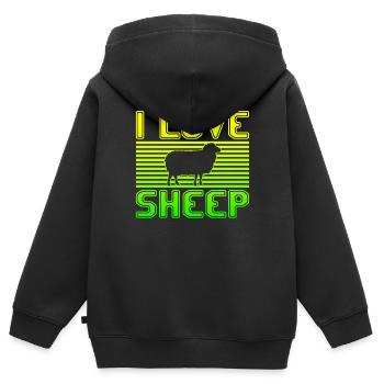 J’aime les moutons - Sweat Premium à capuche zippé enfant bio - noir - Dos - AI Model Kid Male (0cm)