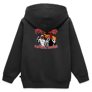 Freiburg und nicht anders UPDATE - Kinder Premium Organic Zip Hoodie - Schwarz - Hinten - AI Model Kid Male (0cm)