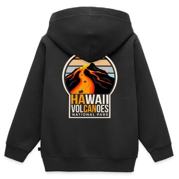 Parc national des volcans d’Hawaï Souvenir Île volcanique - Sweat Premium à capuche zippé enfant bio - noir - Dos - AI Model Kid Male (0cm)