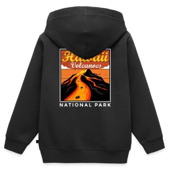 Parc national du volcan Hawaii Souvenir Île volcanique - Sweat Premium à capuche zippé enfant bio - noir - Dos - AI Model Kid Male (0cm)