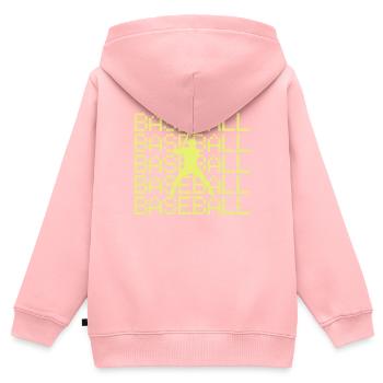 Base-ball - Sweat Premium à capuche zippé enfant bio - rose - Dos - AI Model Kid Female (0cm)