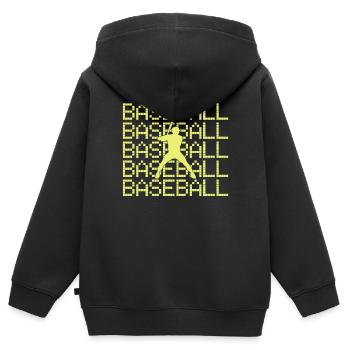 Baseball - Kinder Premium Organic Zip Hoodie - Schwarz - Hinten - AI Model Kid Male (0cm)