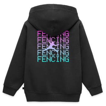 Fechten - Kinder Premium Organic Zip Hoodie - Schwarz - Hinten - AI Model Kid Male (0cm)