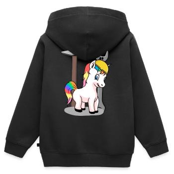 Chantier de construction licorne outil casque de sécurité construire KInder - Sweat Premium à capuche zippé enfant bio - noir - Dos - AI Model Kid Male (0cm)
