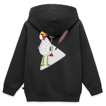 Handwerker Huhn Maurer Maurerkelle Bauherr Job - Kinder Premium Organic Zip Hoodie - Schwarz - Hinten - AI Model Kid Male (0cm)