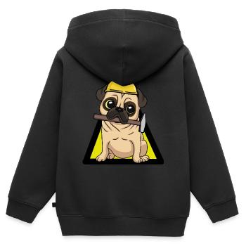 Construction site dog builder craftsman trade craftsmen - Kids Premium Organic Zip-up Hoodie - black - Back - AI Model Kid Male (0cm)