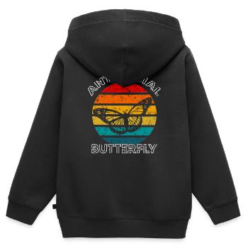 Antisozialer Schmetterling Introvertierter Jahrgang - Kinder Premium Organic Zip Hoodie - Schwarz - Hinten - AI Model Kid Male (0cm)