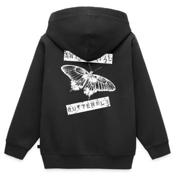 Antisozialer Schmetterling Introvertierter Jahrgang - Kinder Premium Organic Zip Hoodie - Schwarz - Hinten - AI Model Kid Male (0cm)