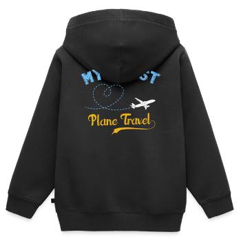 Premier avion, avion - Sweat Premium à capuche zippé enfant bio - noir - Dos - AI Model Kid Male (0cm)