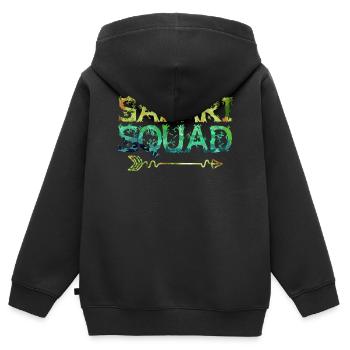 Safari squad, un safari - Sweat Premium à capuche zippé enfant bio - noir - Dos - AI Model Kid Male (0cm)