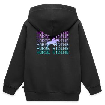 Équitation - Sweat Premium à capuche zippé enfant bio - noir - Dos - AI Model Kid Male (0cm)