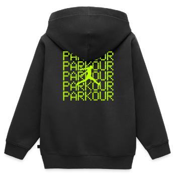 parkour - Kinder Premium Organic Zip Hoodie - Schwarz - Hinten - AI Model Kid Male (0cm)