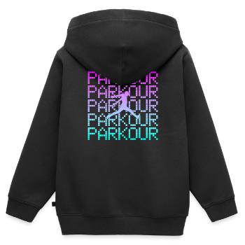 parkour - Kinder Premium Organic Zip Hoodie - Schwarz - Hinten - AI Model Kid Male (0cm)