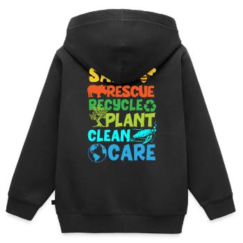 Jour de la Terre, Sauvez la planète - Sweat Premium à capuche zippé enfant bio - noir - Dos - AI Model Kid Male (0cm)