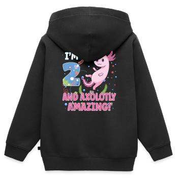 I'm 2 sweet axolotl 2nd birthday gift - Kids Premium Organic Zip-up Hoodie - black - Back - AI Model Kid Male (0cm)