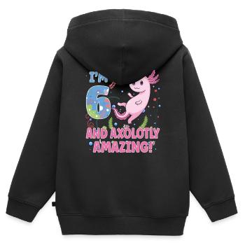 I'm 6 Sweet Axolotl 6th Birthday Gift - Kids Premium Organic Zip-up Hoodie - black - Back - AI Model Kid Male (0cm)