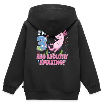 I'm 3 sweet axolotl 3rd birthday gift - Kids Premium Organic Zip-up Hoodie - black - Back - AI Model Kid Male (0cm)