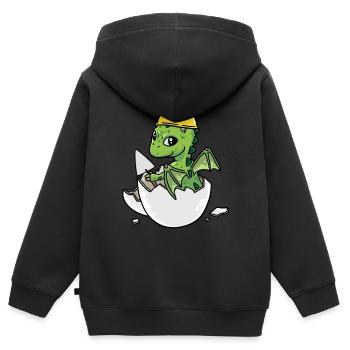 Dino Handwerker Eierschale Maurerkelle Maurer Job - Kinder Premium Organic Zip Hoodie - Schwarz - Hinten - AI Model Kid Male (0cm)