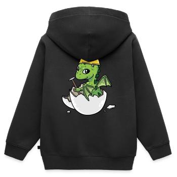 Dino Handwerker Eierschale Hammer Berufe Gewerbe - Kinder Premium Organic Zip Hoodie - Schwarz - Hinten - AI Model Kid Male (0cm)