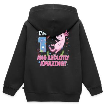 I'm 1 sweet axolotl 1st birthday gift - Kids Premium Organic Zip-up Hoodie - black - Back - AI Model Kid Male (0cm)