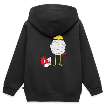 Huhn Baustelle Schutzhelm Ariss Unternehmer Job - Kinder Premium Organic Zip Hoodie - Schwarz - Hinten - AI Model Kid Male (0cm)