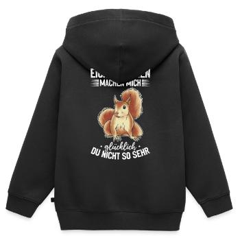 Eichhörnchen machen mich glücklich - Eichhörnchen - Kinder Premium Organic Zip Hoodie - Schwarz - Hinten - AI Model Kid Male (0cm)