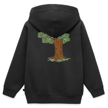 Écureuil Arbre Écureuil Amoureux - Sweat Premium à capuche zippé enfant bio - noir - Dos - AI Model Kid Male (0cm)