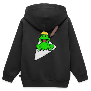 Handwerker Frosch Maurer Maurerkelle Baustelle Bau - Kinder Premium Organic Zip Hoodie - Schwarz - Hinten - AI Model Kid Male (0cm)