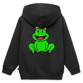 Artisans Chantiers de construction Grenouille Casque de sécurité Chef Crapaud - Sweat Premium à capuche zippé enfant bio - noir - Dos - AI Model Kid Male (0cm)