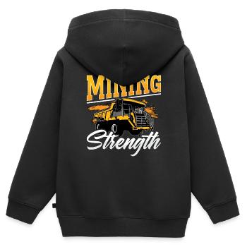 Mining Trucker Mining Strength Coal Mine Truck - Kids Premium Organic Zip-up Hoodie - black - Back - AI Model Kid Male (0cm)