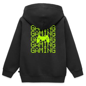 gaming gamer - Kinder Premium Organic Zip Hoodie - Schwarz - Hinten - AI Model Kid Male (0cm)