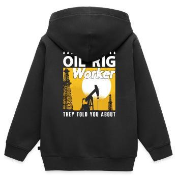 Ölfeldarbeiter Ich Bin Der Ölplattformarbeiter - Kinder Premium Organic Zip Hoodie - Schwarz - Hinten - AI Model Kid Male (0cm)