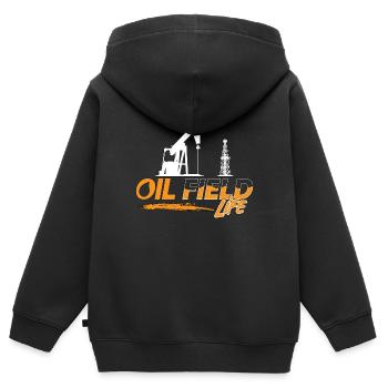 Ölfeldarbeiter Ölfeldleben Öl Rig Rougneck - Kinder Premium Organic Zip Hoodie - Schwarz - Hinten - AI Model Kid Male (0cm)