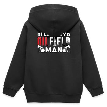 Travailleurs des champs pétrolifères J’adore ma plate-forme pétrolière - Sweat Premium à capuche zippé enfant bio - noir - Dos - AI Model Kid Male (0cm)