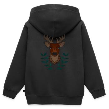 Rothirsch Geweih mit Hirschgeweih - Kinder Premium Organic Zip Hoodie - Schwarz - Hinten - AI Model Kid Male (0cm)