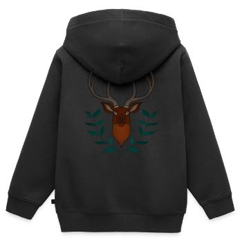 Rothirsch Geweih mit Hirschgeweih - Kinder Premium Organic Zip Hoodie - Schwarz - Hinten - AI Model Kid Male (0cm)