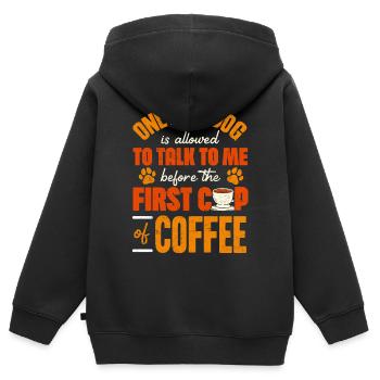 Kaffee Und HUNDE, Hundebesitzer, Kaffeesüchtiger - Kinder Premium Organic Zip Hoodie - Schwarz - Hinten - AI Model Kid Male (0cm)