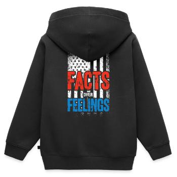 Drapeau américain, faits sur les sentiments - Sweat Premium à capuche zippé enfant bio - noir - Dos - AI Model Kid Male (0cm)