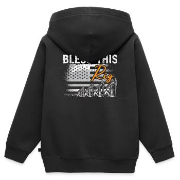 Ölfeldarbeiter Segne Diese Rig -Arbeiter Grob - Kinder Premium Organic Zip Hoodie - Schwarz - Hinten - AI Model Kid Male (0cm)