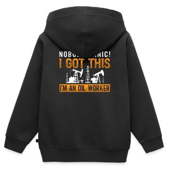Ölfeldarbeiter Niemand Panik Ich Habe Bohrinsel - Kinder Premium Organic Zip Hoodie - Schwarz - Hinten - AI Model Kid Male (0cm)