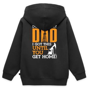 Travailleurs des champs pétrolifères Ne t’inquiète pas, papa, - Sweat Premium à capuche zippé enfant bio - noir - Dos - AI Model Kid Male (0cm)