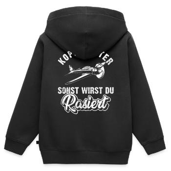 Modellflug Modellbau Modellfliegen | Modellbauer - Kinder Premium Organic Zip Hoodie - Schwarz - Hinten - AI Model Kid Male (0cm)