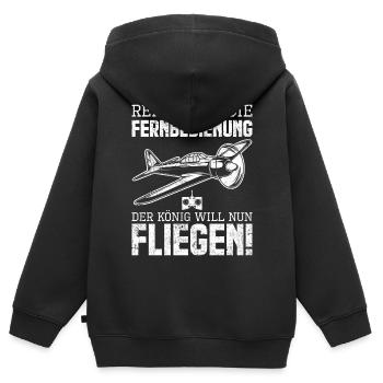 Modellbau Modellflug Pilot - Kinder Premium Organic Zip Hoodie - Schwarz - Hinten - AI Model Kid Male (0cm)