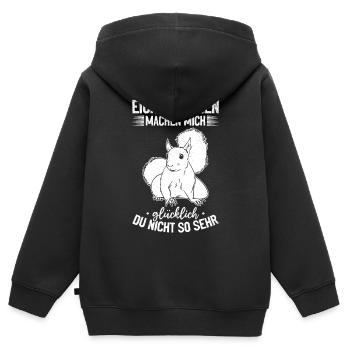 Eichhörnchen machen mich glücklich - Eichhörnchen - Kinder Premium Organic Zip Hoodie - Schwarz - Hinten - AI Model Kid Male (0cm)